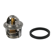 Load image into Gallery viewer, All Balls engine management thermostat with gasket, showing the metal thermostat component and gasket in a close-up view
