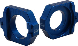 Blue WORKS Axle Blocks Elite KTM/Hus drive system, showing the durable drive axle blocks with detailed design for motorcycle maintenance.