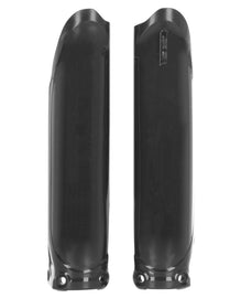 Acerbis black lower fork cover set for Yamaha motorcycles, body protection parts with sleek design and durable material.