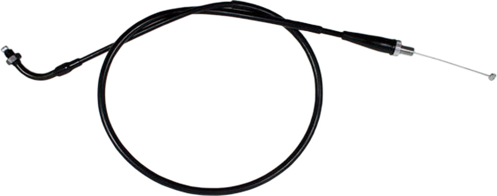 Motion Pro black vinyl throttle cable 70-2381 for motorcycle control lines, showing the durable cable with fittings.