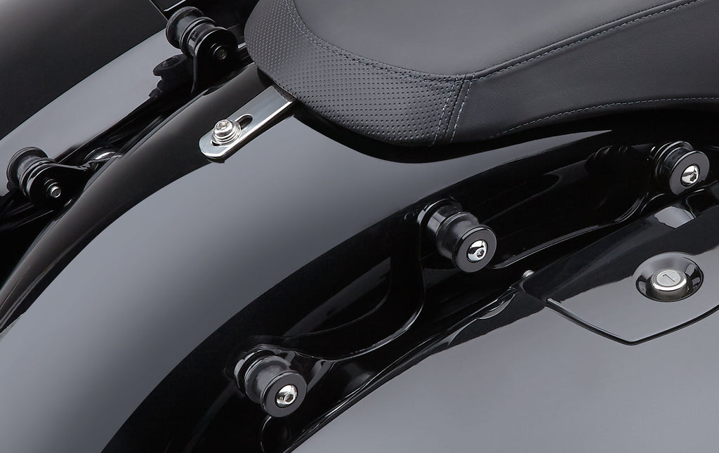 Cobra Black Backrest Docking Kit for Chieftain 14-25 motorcycle, showing the body-mounted support and mounting hardware.