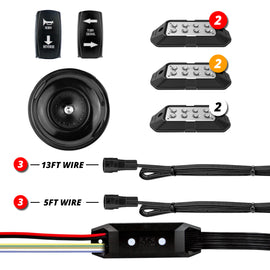 XK Glow Standard Plug-and-Play Turn Signal Kit illumination with LED turn signals on a vehicle, showcasing easy installation.