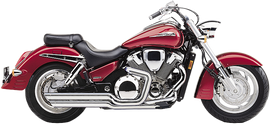 Cobra Speedster Slashdown exhaust for Honda VTX1800R, motorcycle exhaust system, shiny chrome finish, installed on VTX cruiser bike