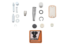 V-TWIN handlebar control master cylinder rebuild kit, includes parts for motorcycle brake and clutch handlebar controls.