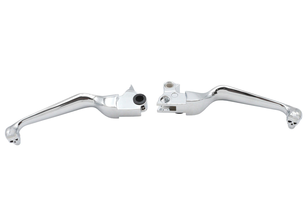 Chrome Contour Hand Lever Set with Skull Ends