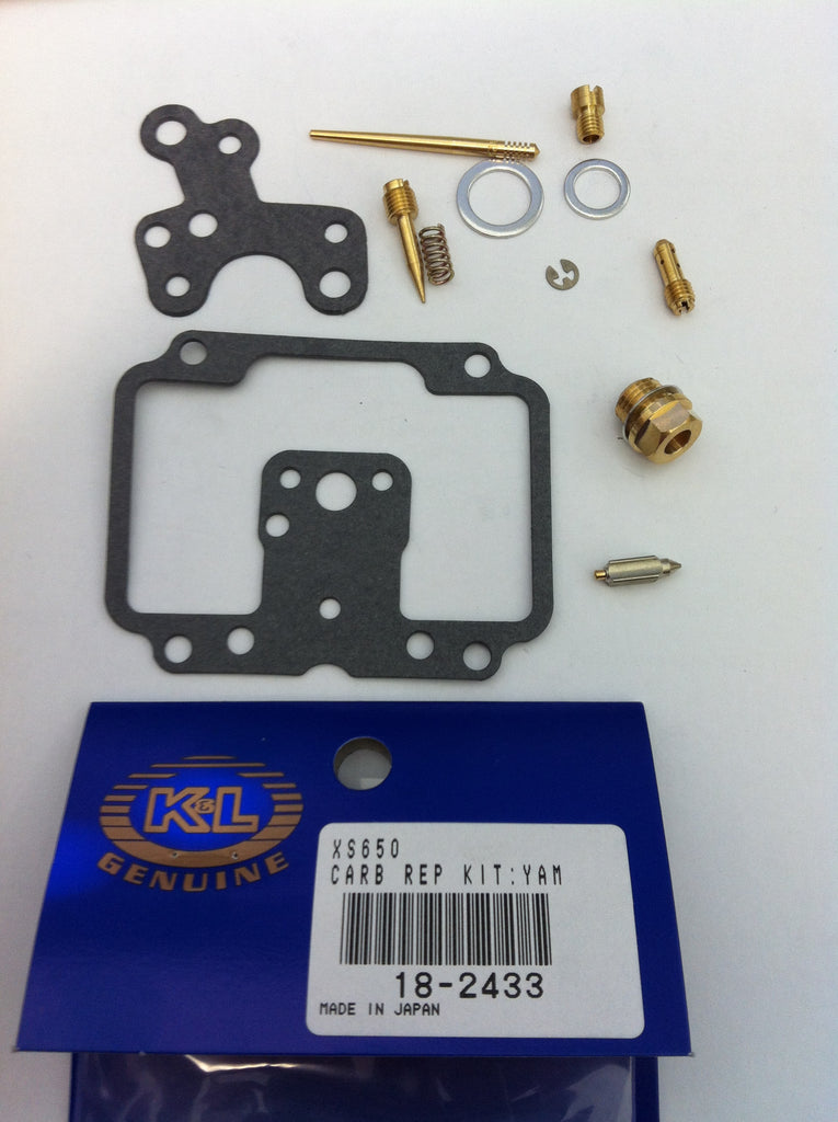 K&L Carburetor Repair Kit 118-2433 for intake, carburetor, and fuel system with various repair components displayed.