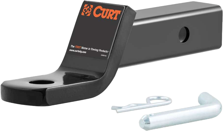 CURT ball mount with pin and clip, vehicle towing accessory, showing the hitch ball and mounting hardware.
