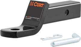 CURT ball mount with pin and clip, vehicle towing accessory, showing the hitch ball and mounting hardware.