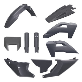 Polisport Plastics Nardo Grey full plastic body kit for motocross or dirt bikes, displayed on a white background.