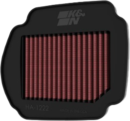 K&N Air Filter Hon 711222, high-performance air filter with a black rubber frame and pleated filter media for vehicles.