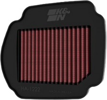 Load image into Gallery viewer, K&amp;N Air Filter Hon 711222 showing a close-up of the reusable, high-performance air filter with pleated cotton filter media.