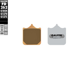 GALFER Sintered Ceramic Brake Pads FD262G1375 for motorcycles, showing the durable brake pad design and branding.