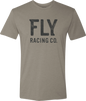 Fly Racing Fly Gauge Tee in warm grey, size large, casual T-shirt with graphic design visible on front.