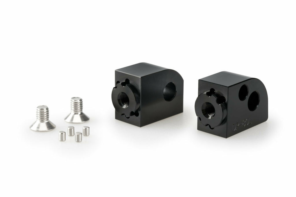 PUIG passenger footpeg adaptor for Yamaha motorcycles, adjustable foot controls with black finish.