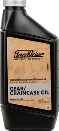 HardDrive Gear and Chain Case Oil 1 Qt container, industrial chemical used for lubricating gears and chains in machinery