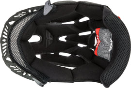 Fly Racing Kinetic helmet liner in size medium, showing 18mm thickness and DOT certification, designed for motorcycle helmet comfort.