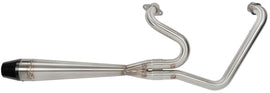 Sawicki Speed Shop Indian Challenger mid-length brushed stainless steel exhaust pipe with sleek design and polished finish.