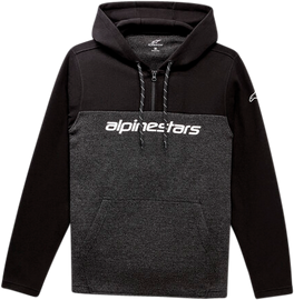 Alpine Star Vanguard Hoodie in black, showcasing the front view with the brand logo on the chest and a comfortable fit.
