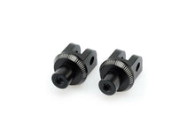Load image into Gallery viewer, PUIG footpeg adapter 561-06347BK for motorcycle foot controls, black metal with mounting hardware visible in the image.