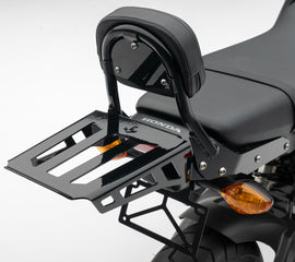 Black Cobra Mini Round Sissy Bar with padded seat for Grom 82-97435, made of sturdy body metal with sleek design.