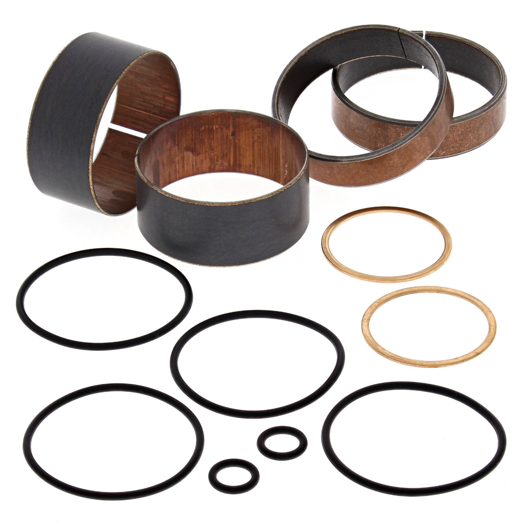 All Balls suspension fork bushing kit with multiple bushings and components for motorcycle fork maintenance.