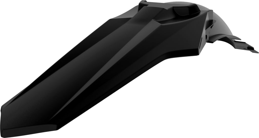 Polisport Plastics black restyle rear fender for motorcycles, part number 64-05621, shown in a close-up image.