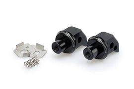 PUIG Footpeg Adapter 561-07277BK for motorcycle foot controls, black metal with mounting hardware visible in the image.