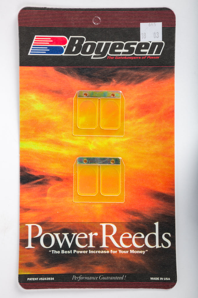 Boyesen motorcycle intake reeds 59-7645 for carburetor fuel system, showing close-up of the reed valve components.