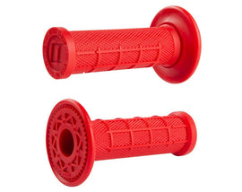 ODI Grips Micro-X Half-Waffle Red bike grips with textured surface for enhanced grip and comfort.