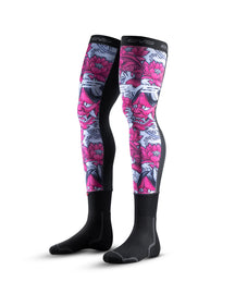 EVS Fusion Sock and Sleeve Combo Hannya Youth in black with bold graphic design, designed for youth sports protection