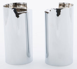 HardDrive chrome upper fork tube covers for 14-up touring motorcycles, designed for suspension protection and style.