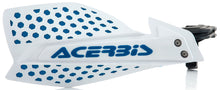 Load image into Gallery viewer, Acerbis Ultimate X white and blue motorcycle handguard with protective shell and mounting hardware for off-road riding.