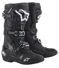 Load image into Gallery viewer, Black Alpine Star Tech 10 motorcycle boots size 12 with reinforced ankle protection and durable design.