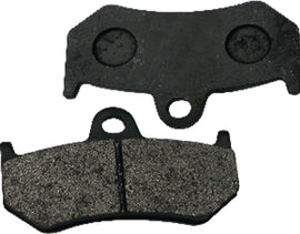 Pair of SP1 brake pads for vehicle brakes, featuring black friction surfaces and metal backing plates, designed for effective stopping.