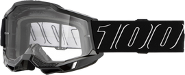 100-PERCENT Accuri 2 Goggle with black frame and clear lens, lightweight sports eyewear for racing and outdoor activities.