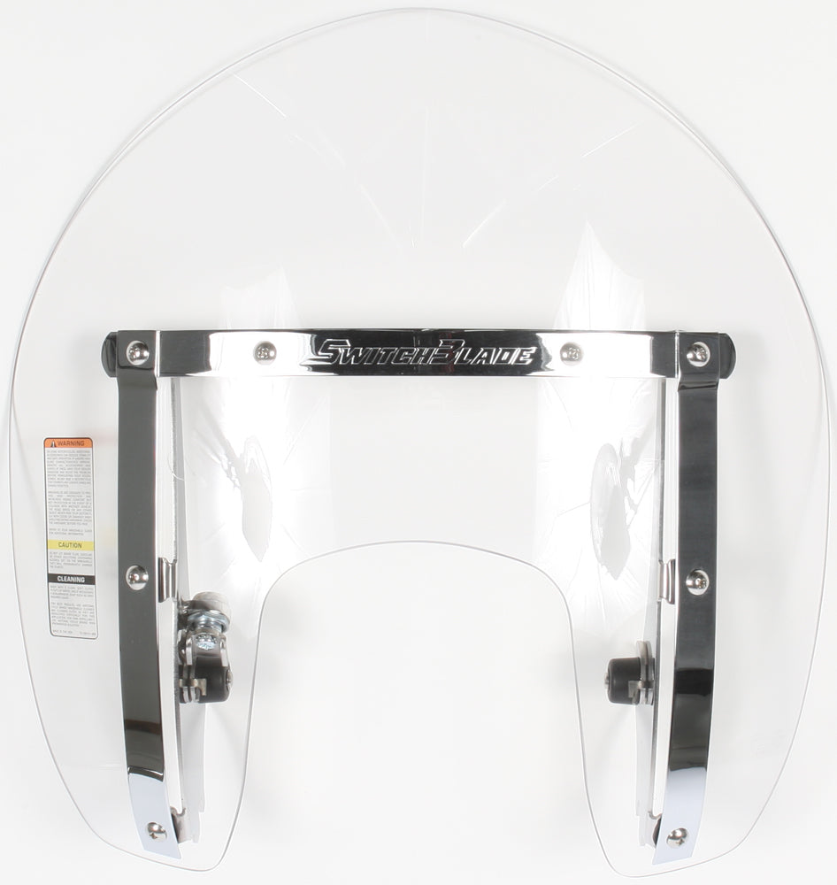 National Cycle Switchblade Shorty Clear Windshield for Harley-Davidson, narrow design, shown mounted on motorcycle.