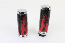 Charger l'image dans la galerie, Red Flame Style Grip Set with Chrome Ends
