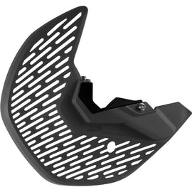 Polisport Plastics black disc and fork bottom protector for Gas, Husqvarna, KTM motorcycles, showing the protective plastic piece.