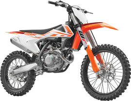 New Ray Toys 1:6 scale KTM 450 SX-F orange race bike replica accessory, detailed model with visible parts and branding.