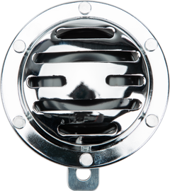 HardDrive Horn 4-inch chrome electrical horn with mounting bracket, designed for automotive use.