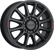 Load image into Gallery viewer, Raceline Alpha 15x7 inch black alloy wheel with 5/4.5 bolt pattern, +56mm offset, 68mm hub bore, load rating 1650 pounds.