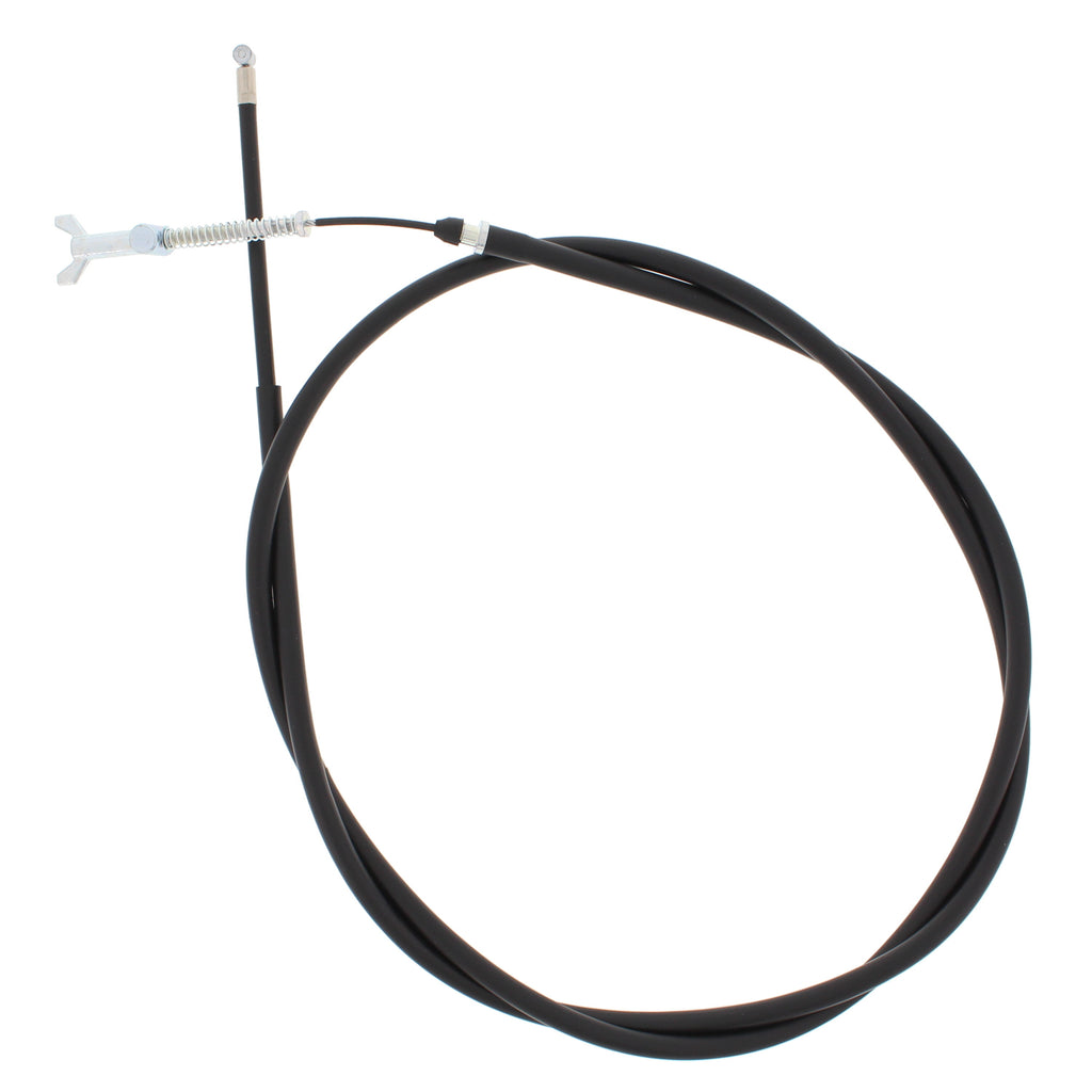 All Balls rear hand brake cable 24-54033 for motorcycle, showing the cable with connectors and protective outer casing.
