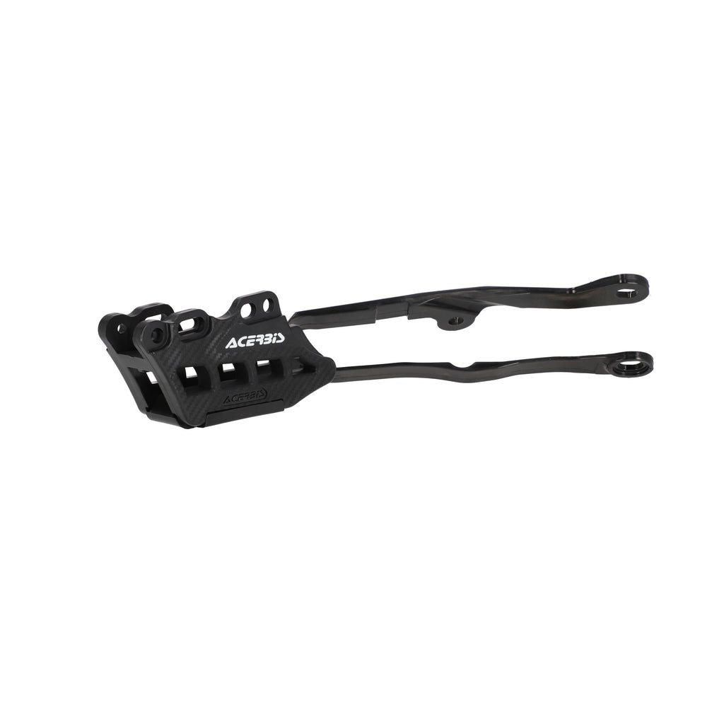 Acerbis black chain guide body for Kawasaki motorcycle, showing the durable plastic construction and mounting features.