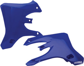 Blue Acerbis off-road radiator shrouds for motocross bikes, designed for durability and improved cooling performance.