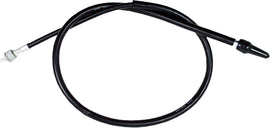 Black vinyl Speedo cable by Motion Pro, designed for motorcycle speedometers, with detailed fittings and durable construction.