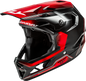Fly Racing youth Rayce bicycle helmet in black and red with adjustable straps and ventilation for young riders.