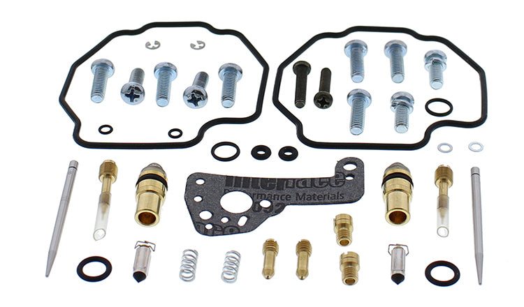 All Balls bike carburetor rebuild kit 226-10048 for intake, carburetor, and fuel system components showing various gaskets and parts.