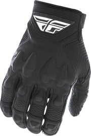 Fly Racing Patrol XC Lite gloves in black, size 10, showing lightweight design and grip features for motocross riding.