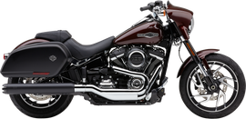 Cobra Dual Cut Slip-Ons Chrome exhaust system for Harley Davidson FLSTB 2018-2024, with polished chrome finish and dual tips.