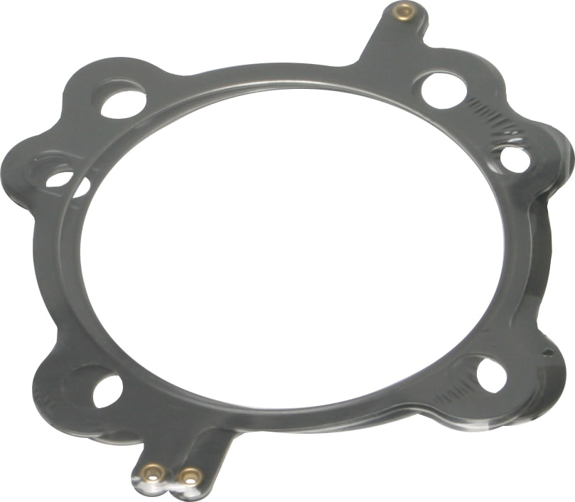 Cometic .040" head gasket for Twin Cam engines, showing a close-up of the gasket's detailed surface and shape.